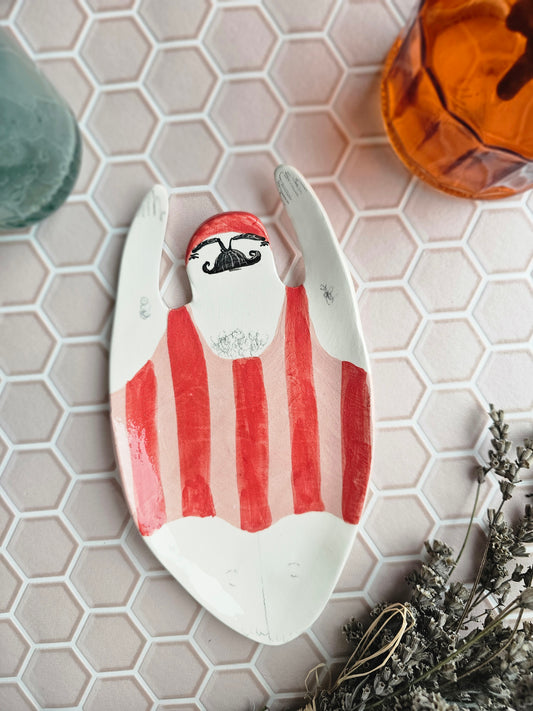 Hector the swimmer handmade ceramic soap dish