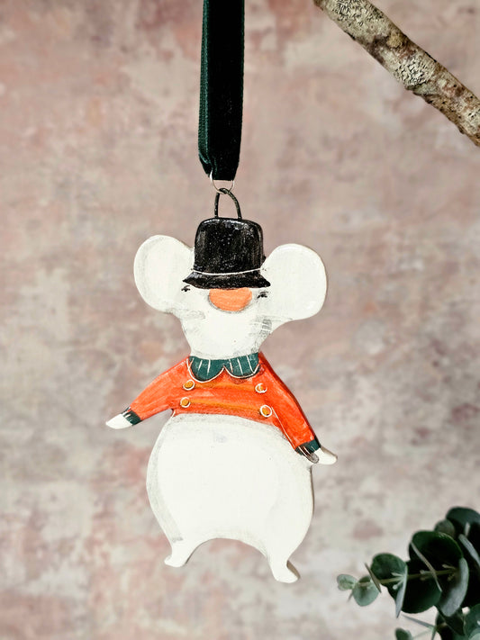 Pippin McSqueak — Hand-Painted Ceramic Christmas Mouse Ornament