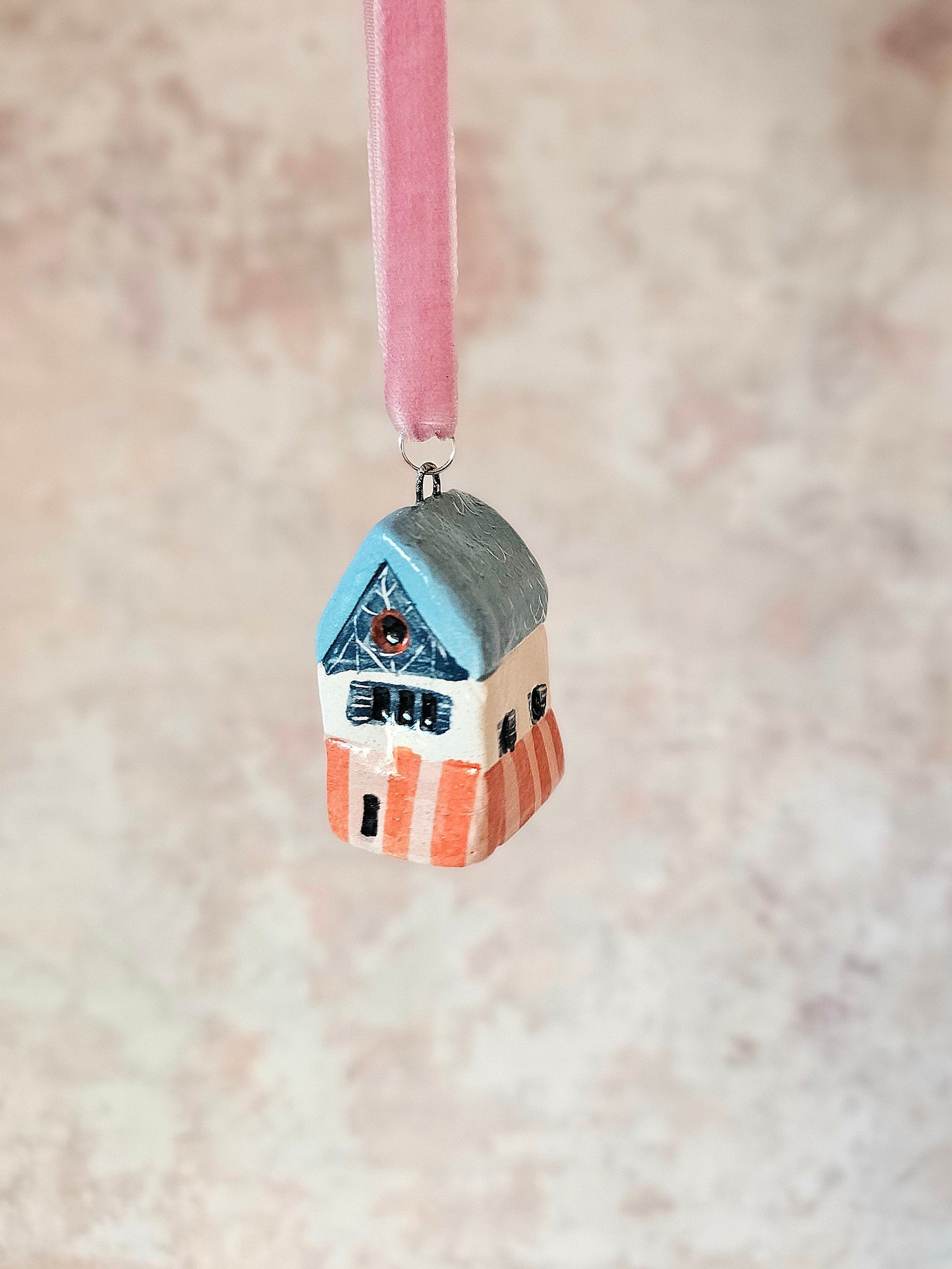 Brimble Studio

Mini Alpine Houses — Hand-Painted Ceramic Christmas Ornaments - stripes and blue roof