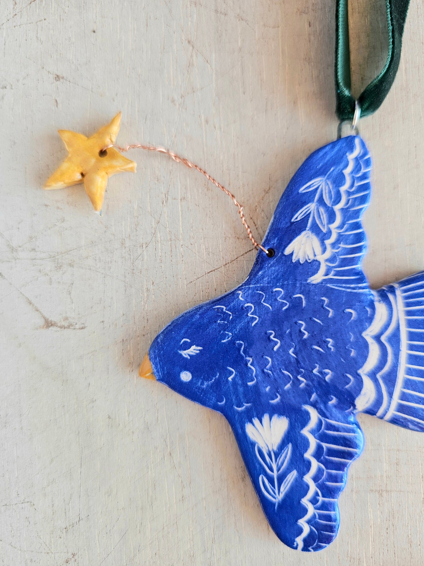 The Star-Keeper Bluebird — Ceramic Hanging Decoration