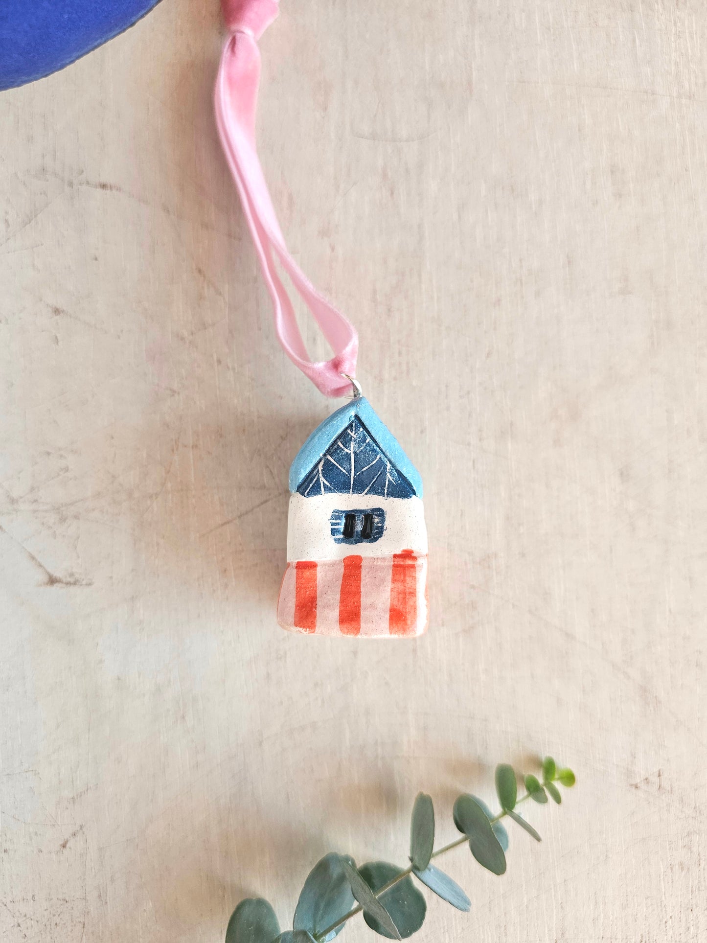 Brimble Studio

Mini Alpine Houses — Hand-Painted Ceramic Christmas Ornaments - stripes and blue roof