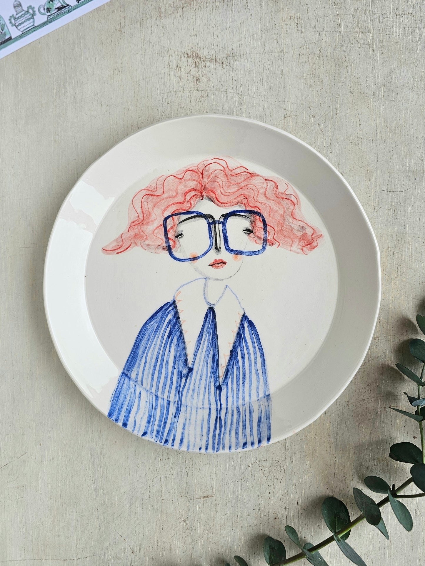 Pertunia handmade ceramic, decorative plate