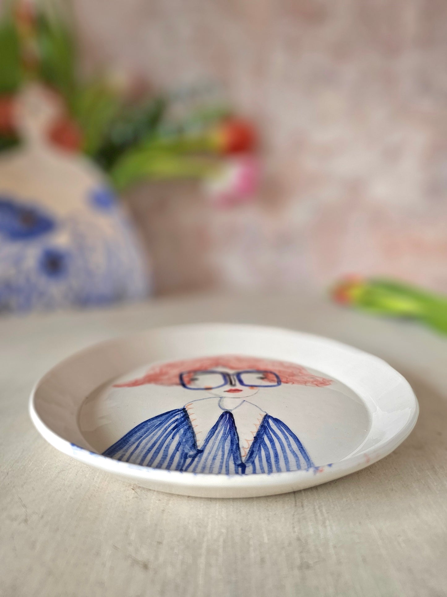 Pertunia handmade ceramic, decorative plate
