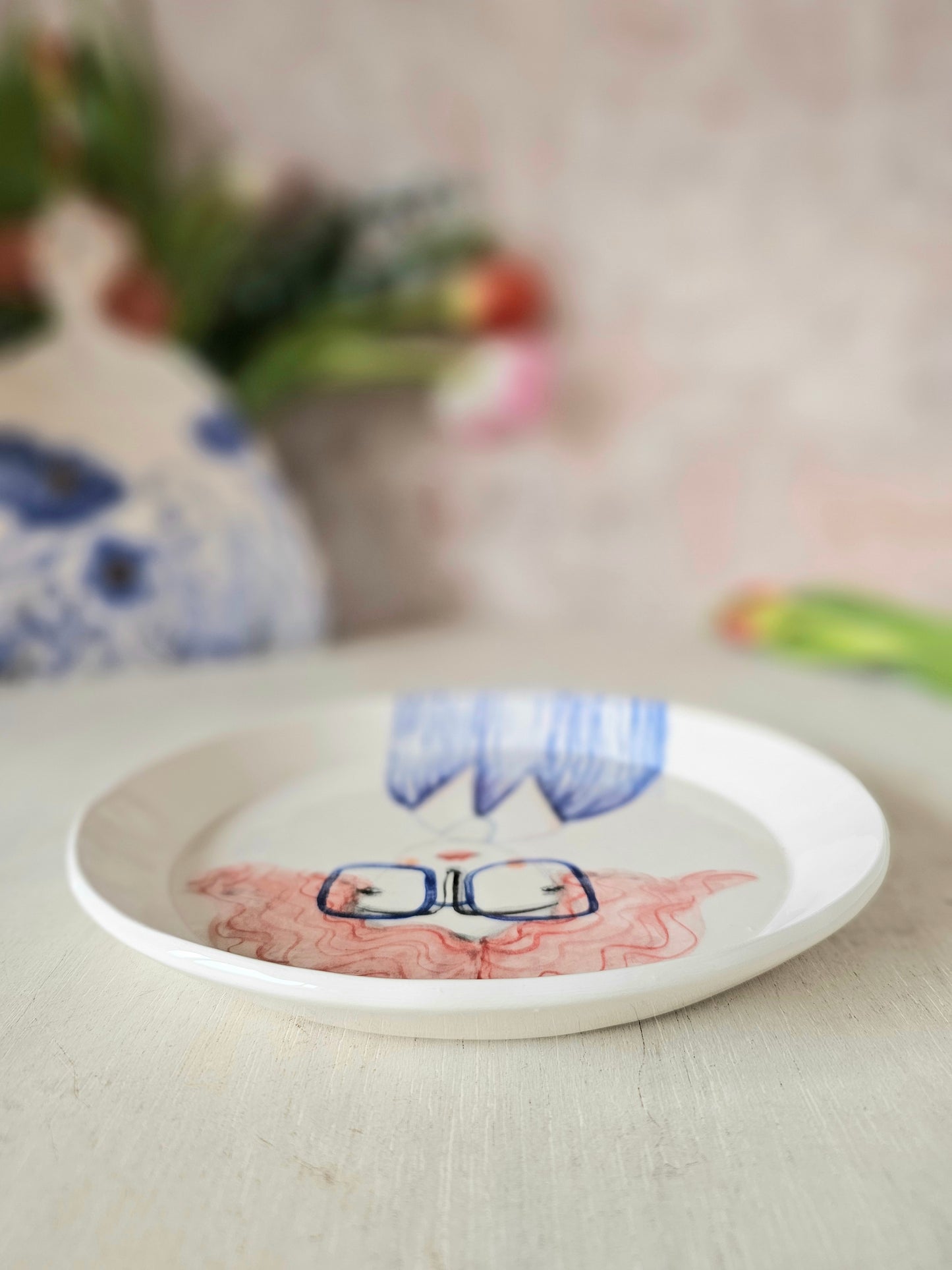 Pertunia handmade ceramic, decorative plate