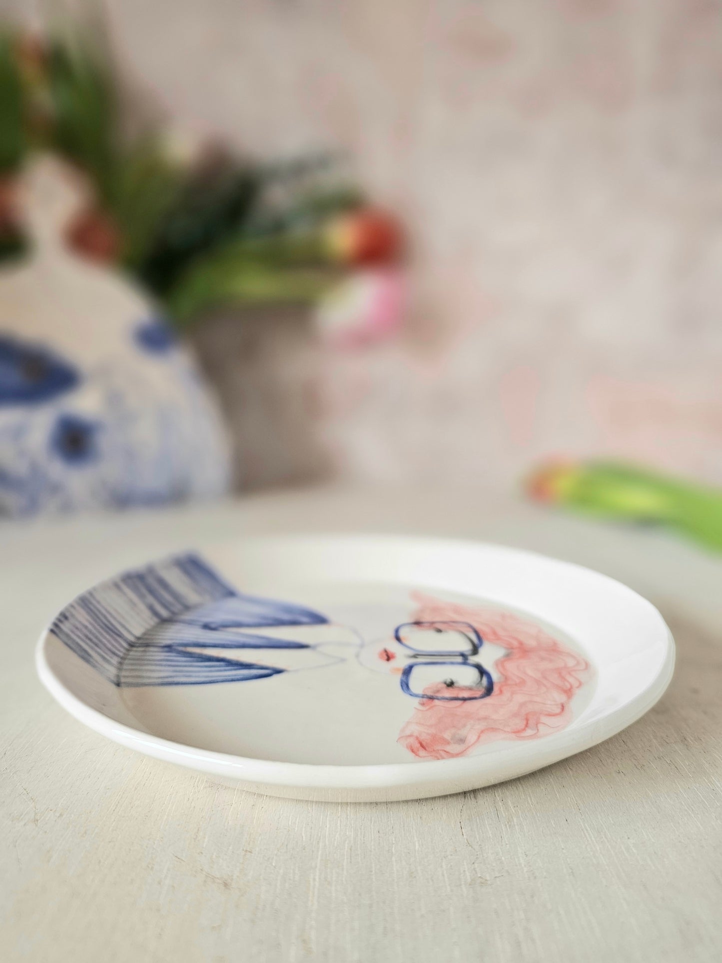 Pertunia handmade ceramic, decorative plate