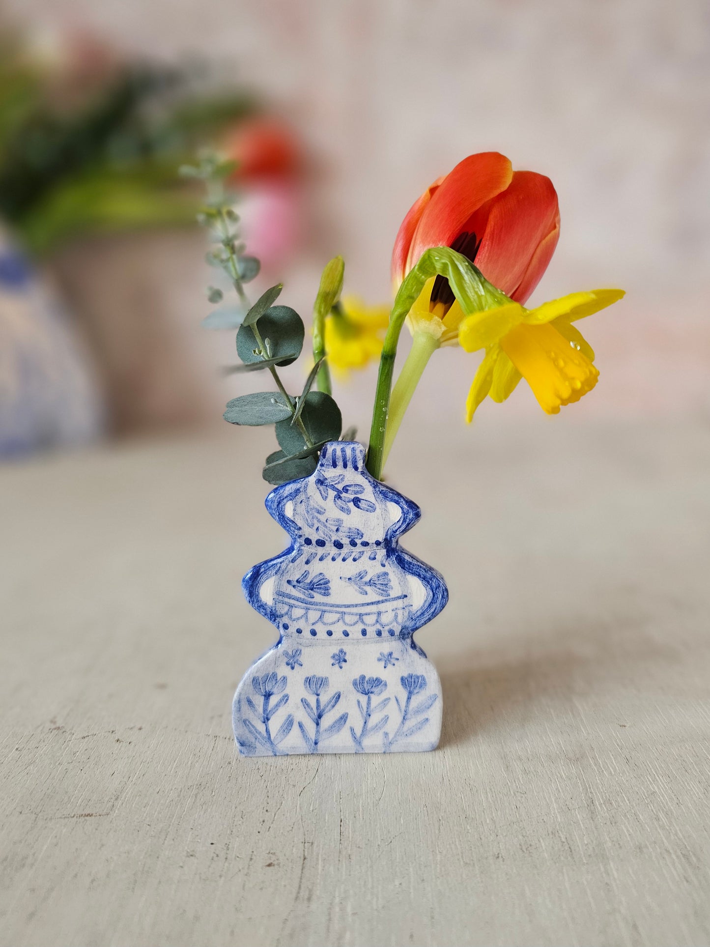 Cobalt Garden Mini Ceramic Bud Vases