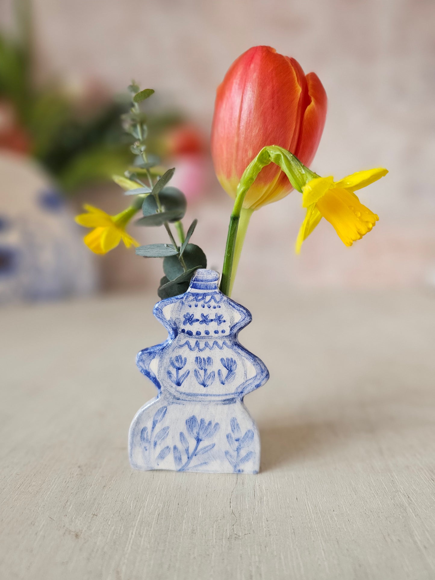 Cobalt Garden Mini Ceramic Bud Vases