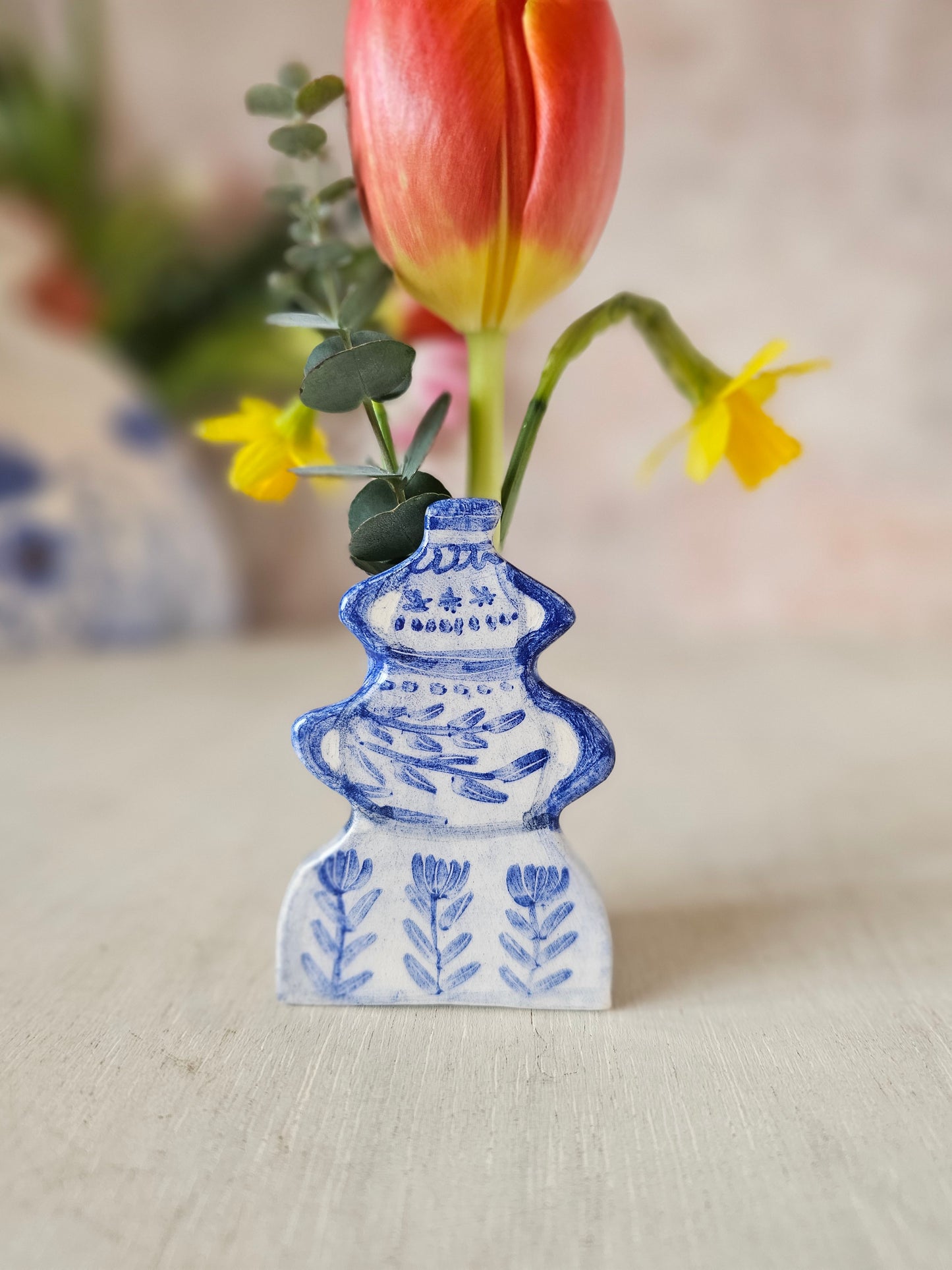 Cobalt Garden Mini Ceramic Bud Vases