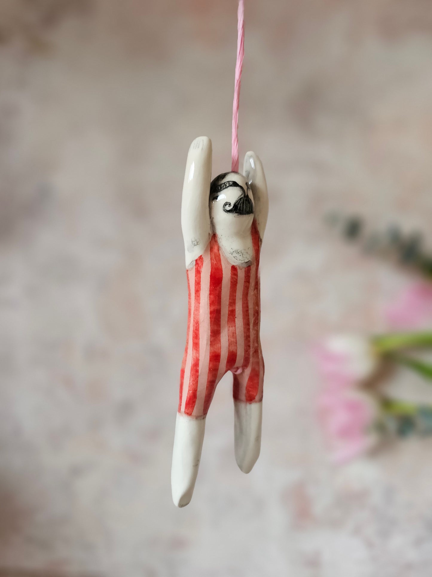 Hector the strongman stripes ceramic bathroom light pull