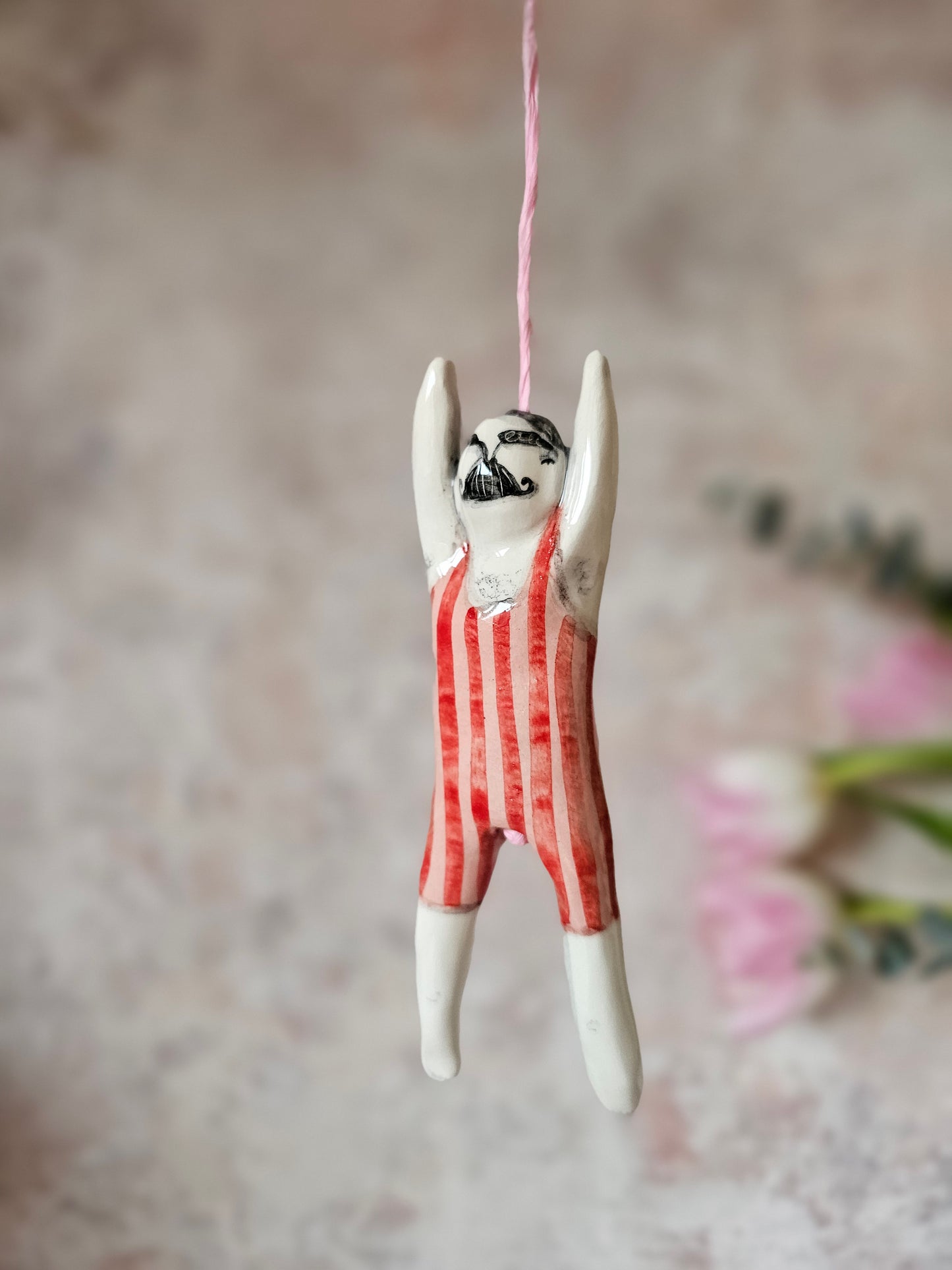 Hector the strongman stripes ceramic bathroom light pull