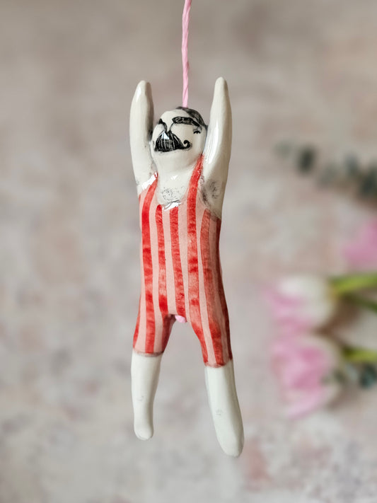 Hector the strongman stripes ceramic bathroom light pull