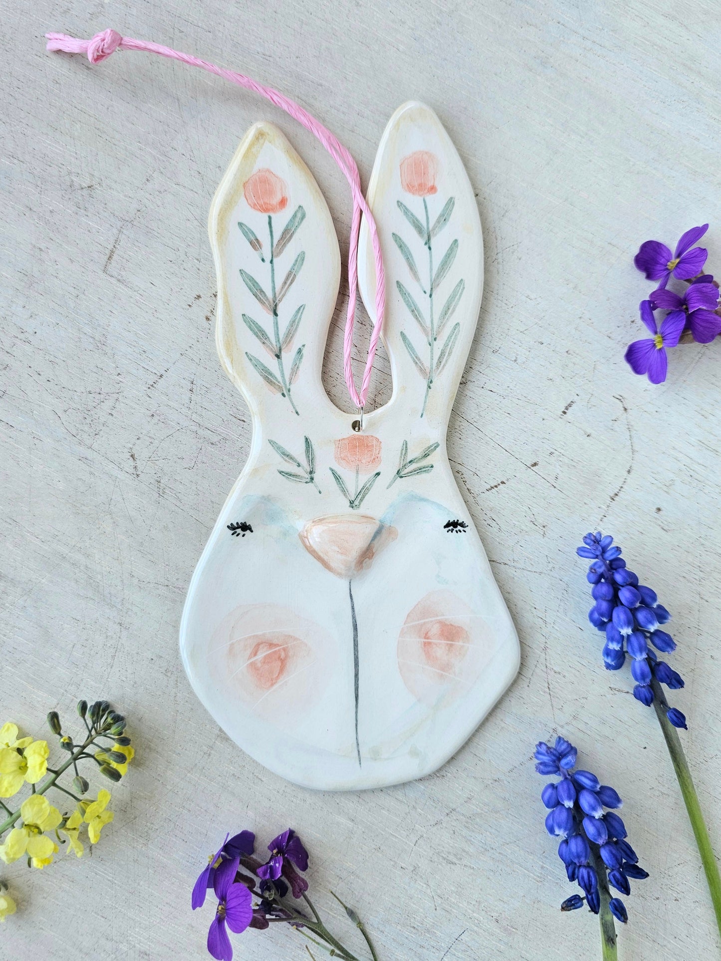 Blossom the bunny — Ceramic Hanging Decoration
