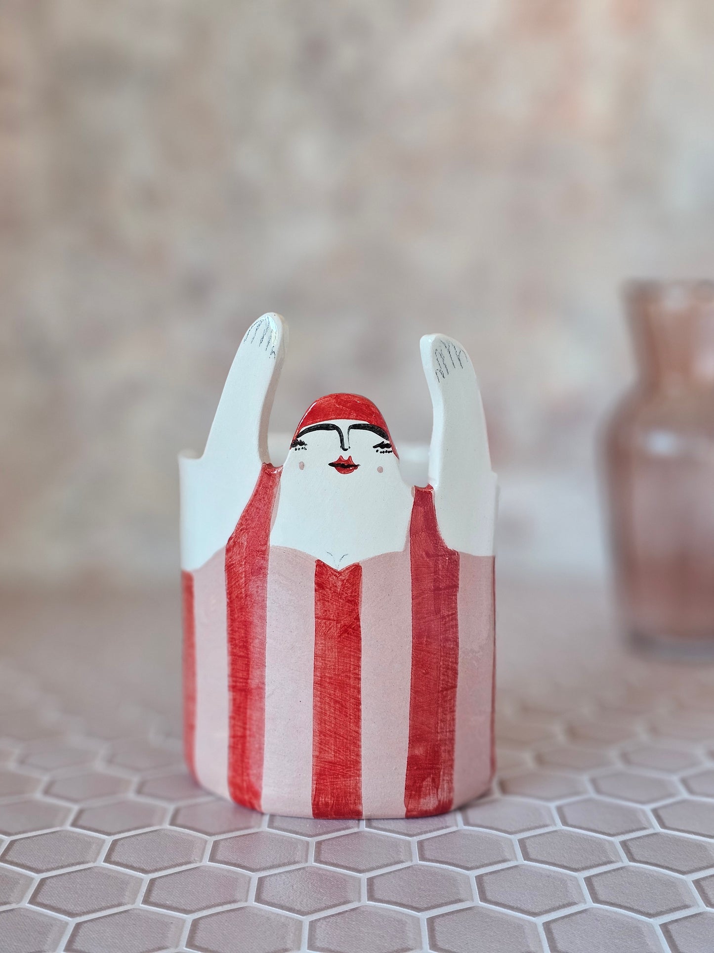 Sylvia the swimmer ceramic toothbrush holder