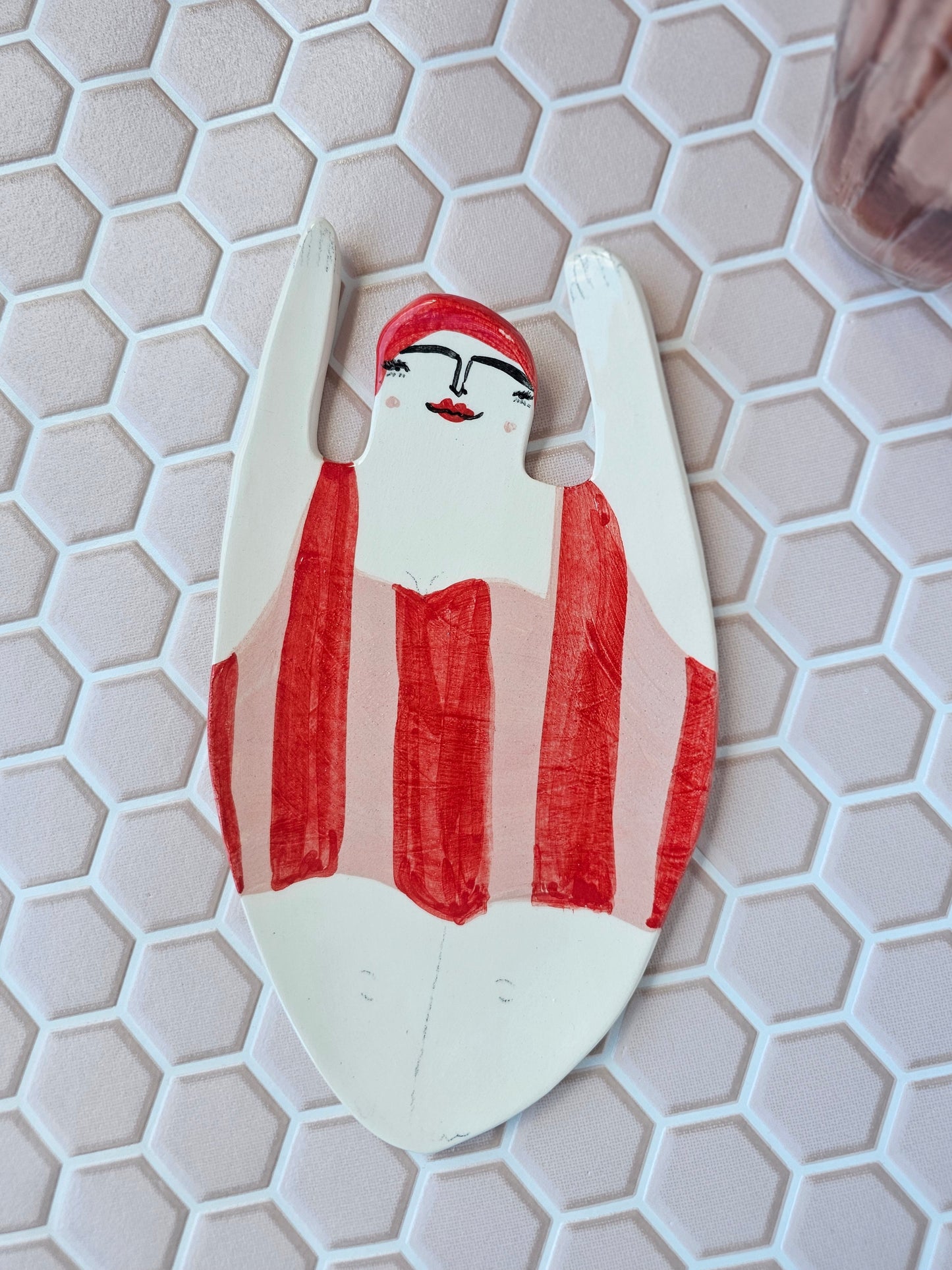 Sylvia the swimmer handmade ceramic soap dish