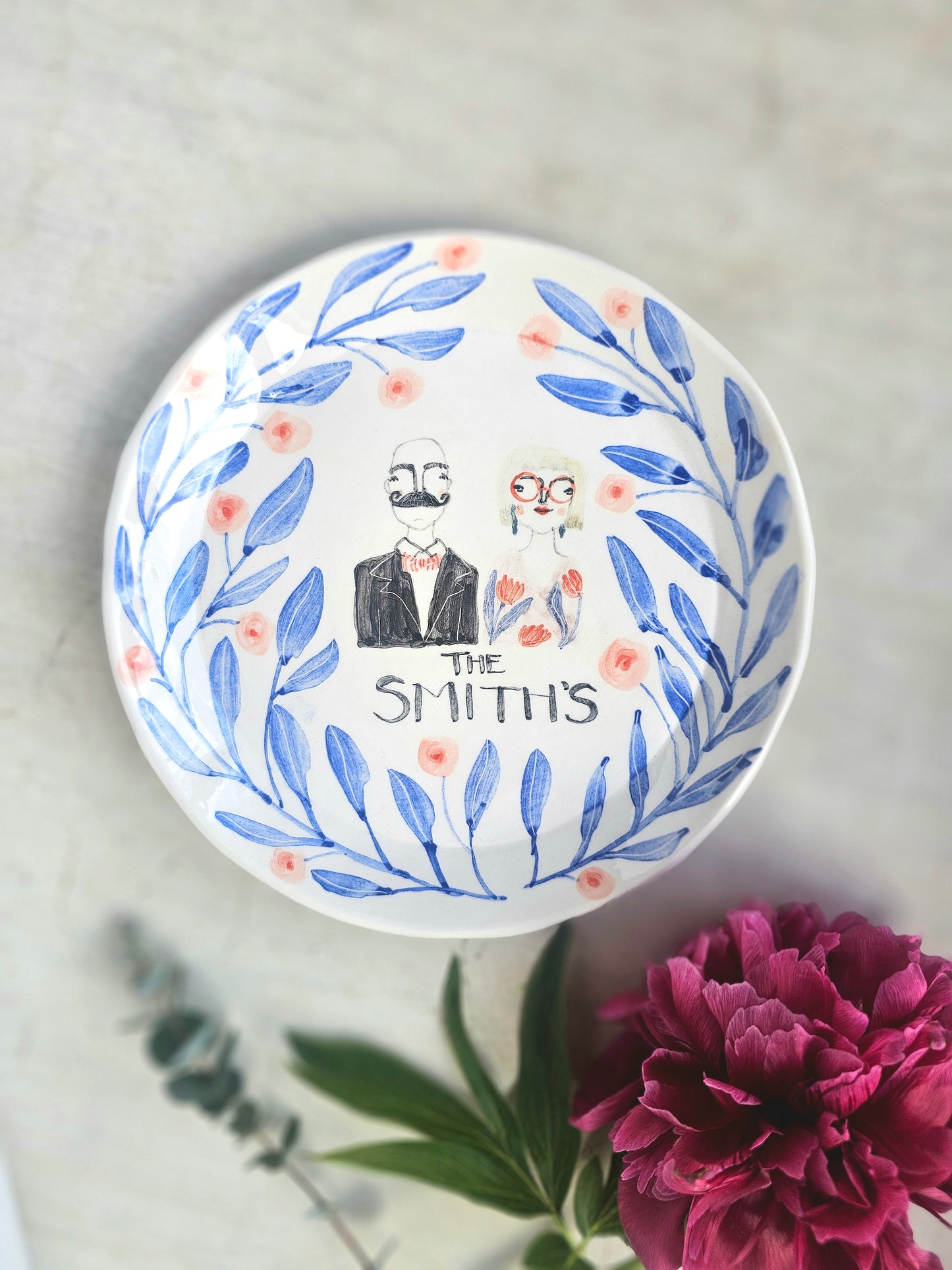 Custom wedding gift personalised handmade ceramic, decorative plate
