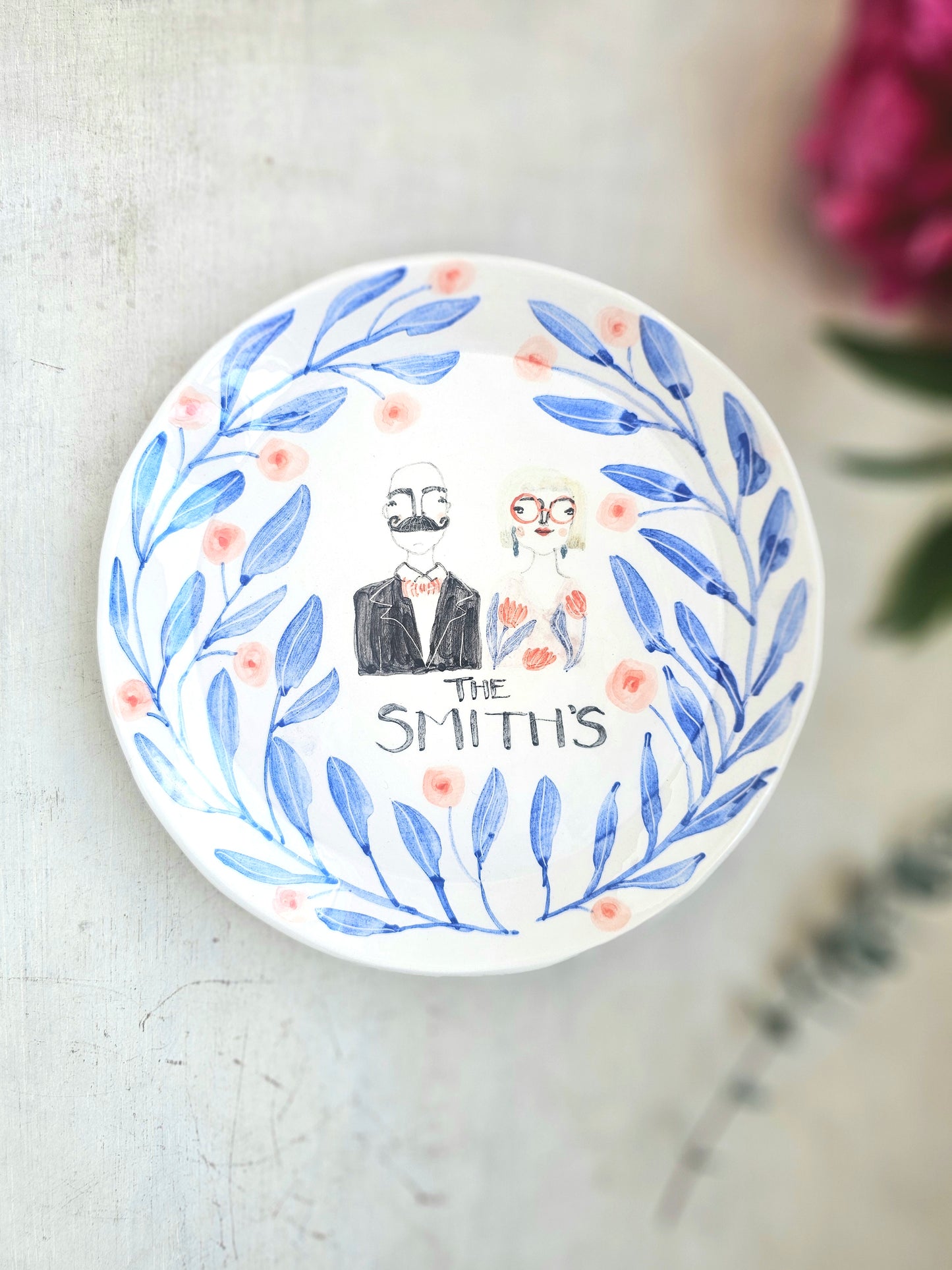 Custom wedding gift personalised handmade ceramic, decorative plate