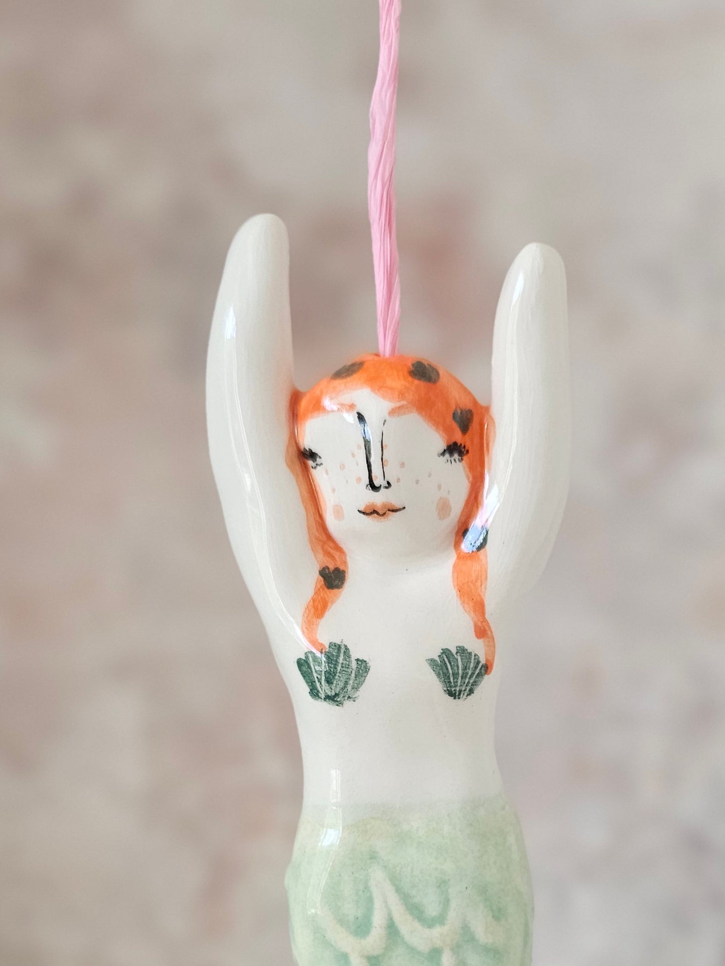 Brianna the mermaid ceramic bathroom light pull - made to order
