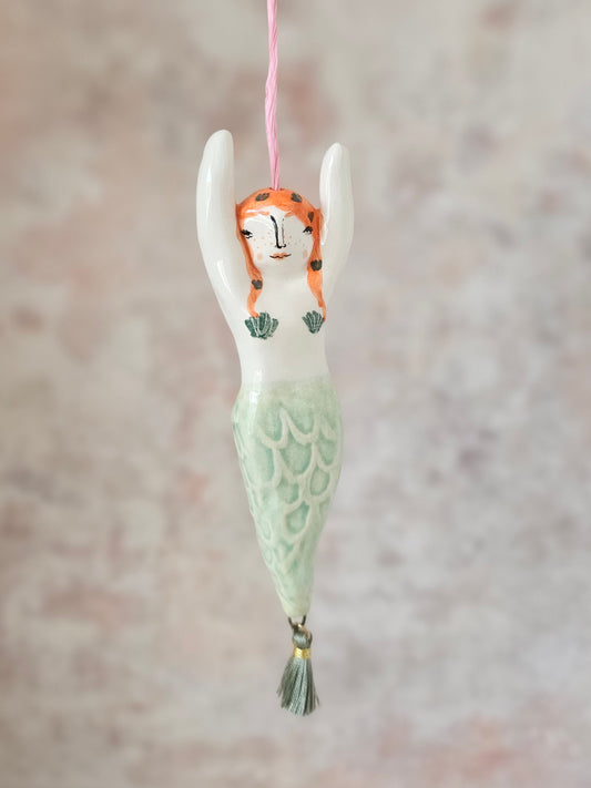 Brianna the mermaid ceramic bathroom light pull - made to order