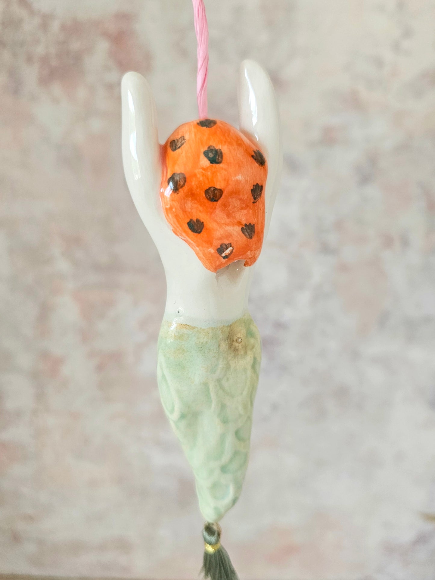 Brianna the mermaid ceramic bathroom light pull - made to order