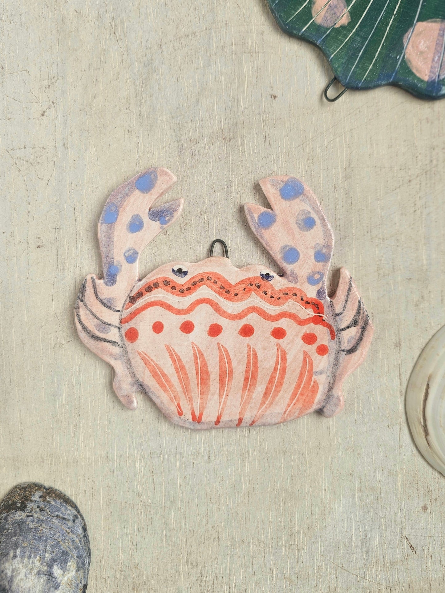 Crabby Tonga hand crafted ceramic wall hanging decoration small