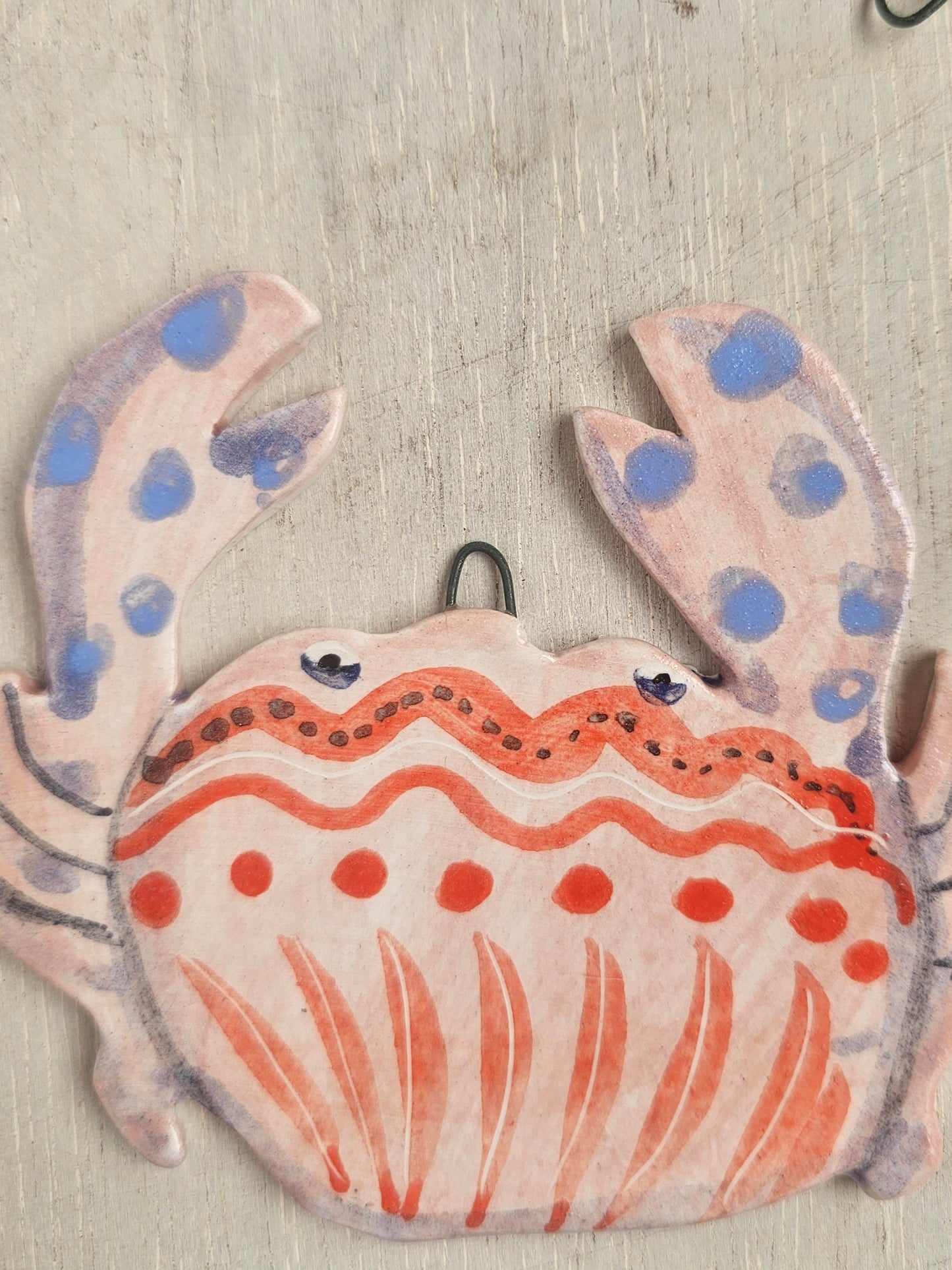 Crabby Tonga hand crafted ceramic wall hanging decoration small