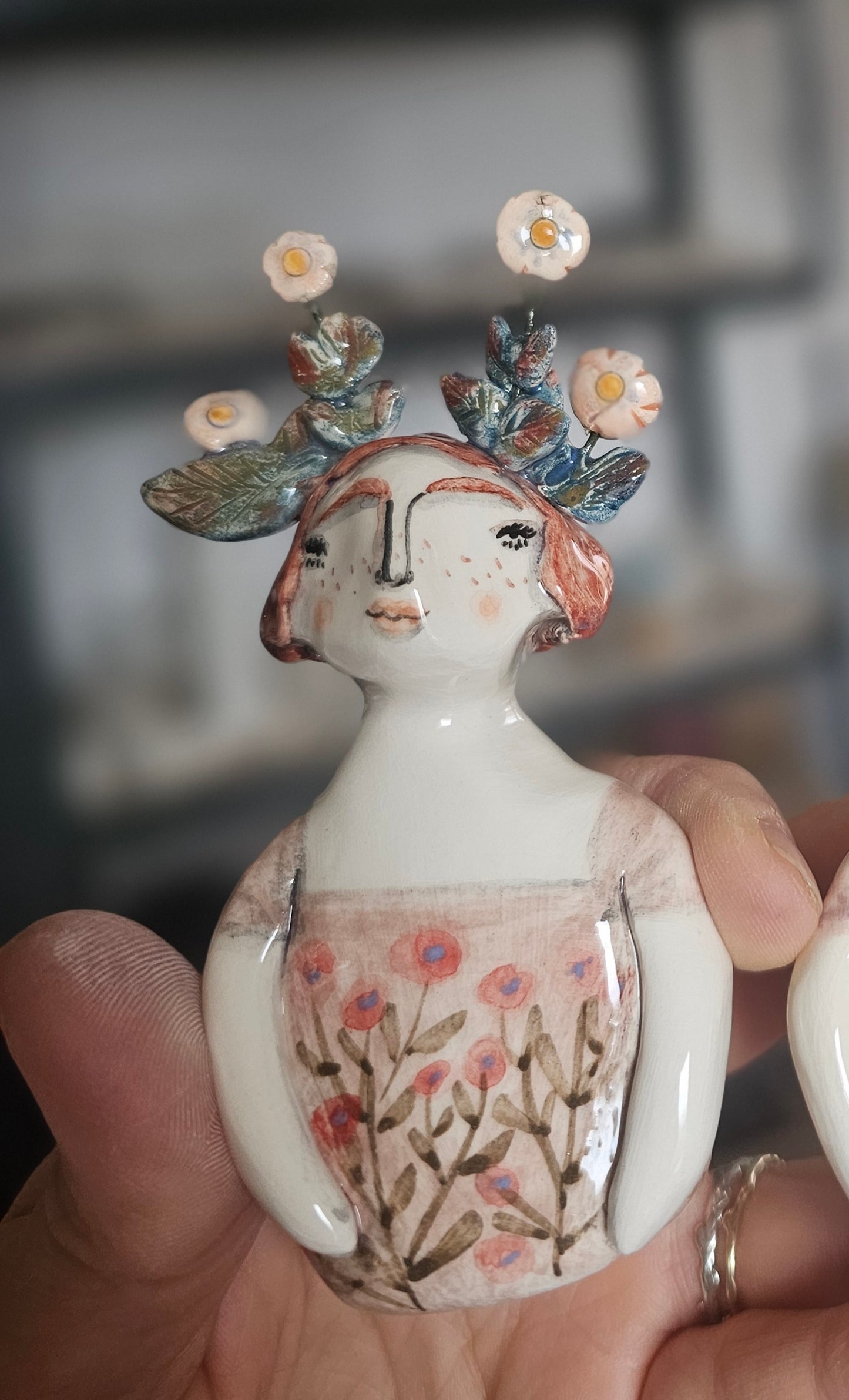 Hazel flower headress handmade ceramic mini sculpture- made to order