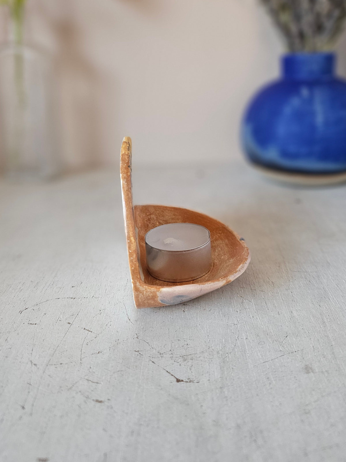 Sunny Honeybeam, Handmade Ceramic Candle Holder, Hand Painted Sun Shrine
