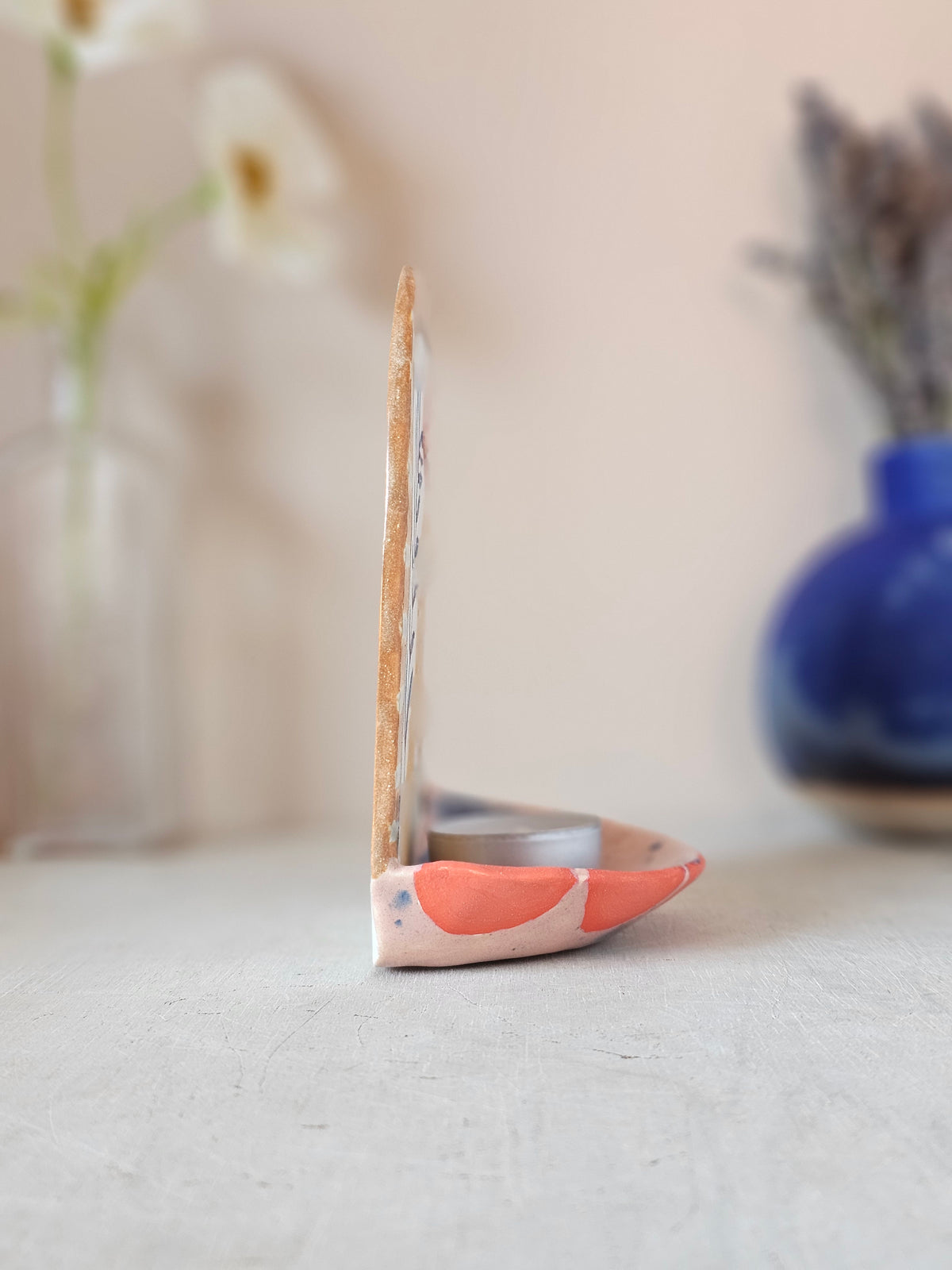 Beau | Handmade Ceramic Candle Holder, Hand Painted Little Shrine