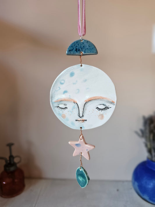 Luna Cloudwhisper — Hand-Painted Ceramic Ornament hanger- made to order