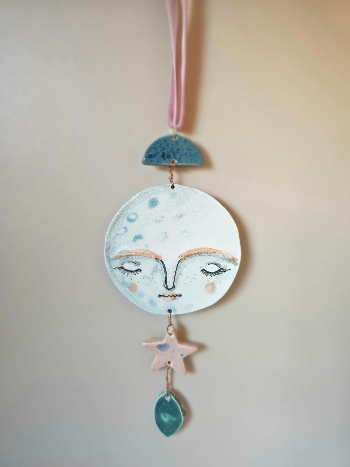 Luna Cloudwhisper — Hand-Painted Ceramic Ornament hanger- made to order