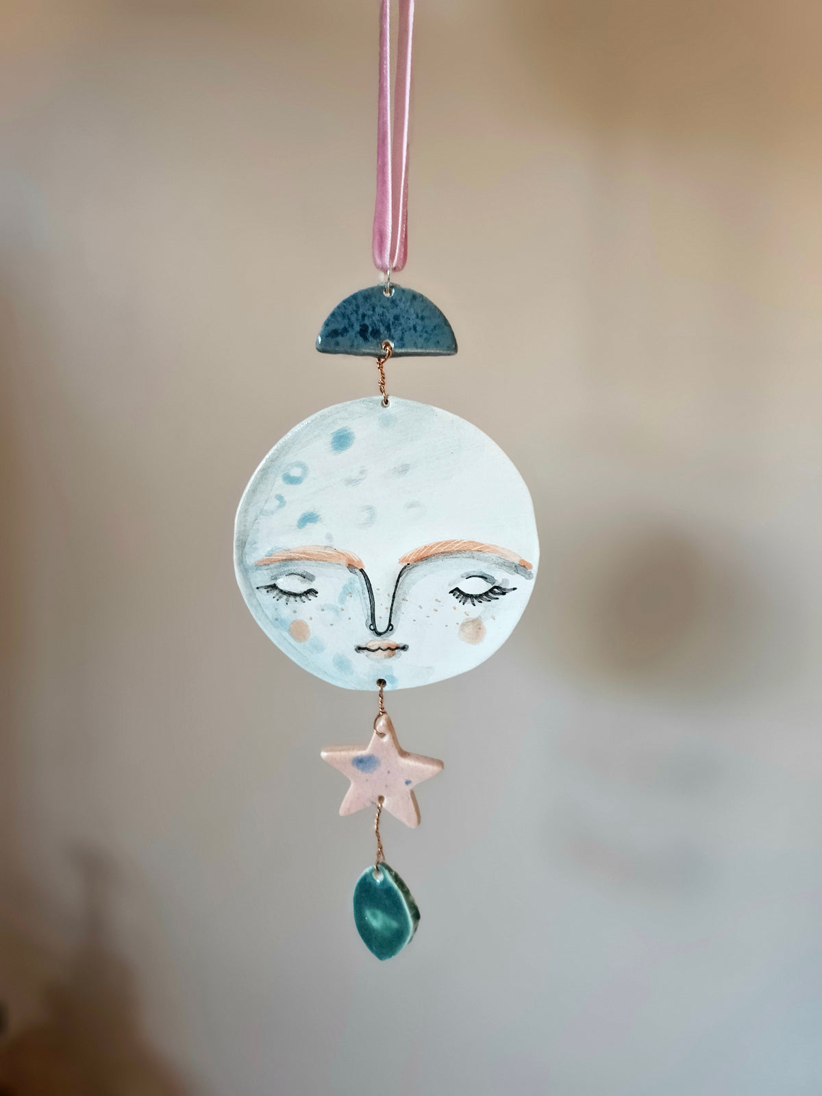 Luna Cloudwhisper — Hand-Painted Ceramic Ornament hanger- made to order