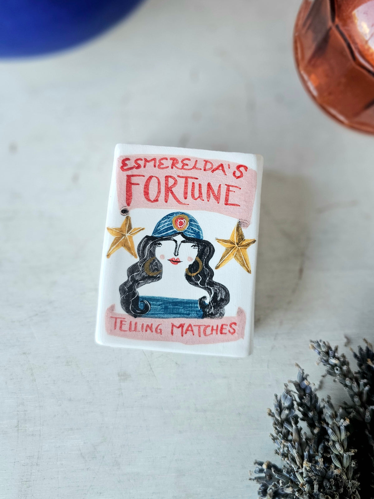 Esmerelda's fortune telling ceramic small matchbox