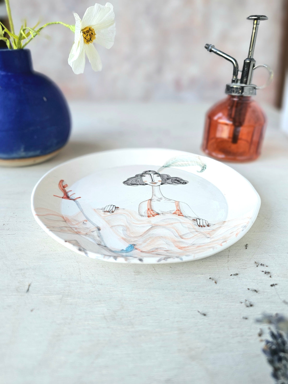 Can Can Clemmie handmade ceramic, decorative plate