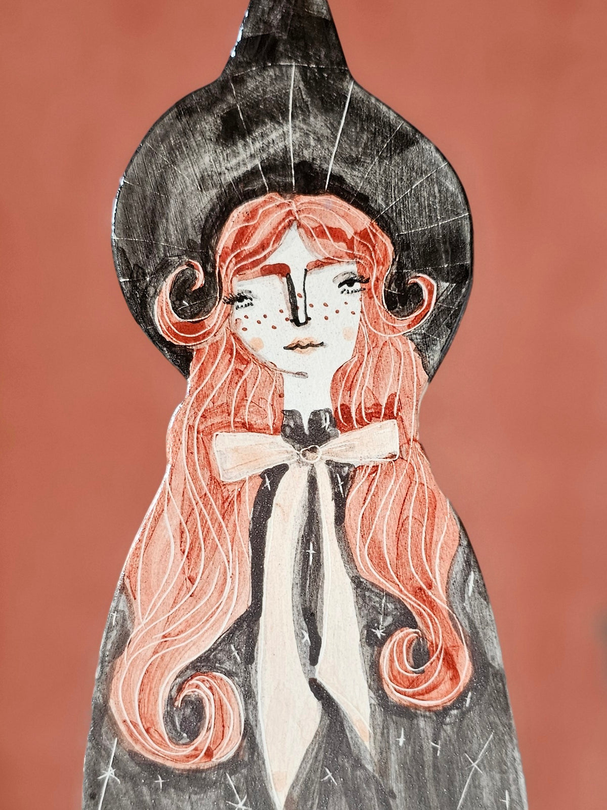 Clara the witch handmade ceramic hanging decoration