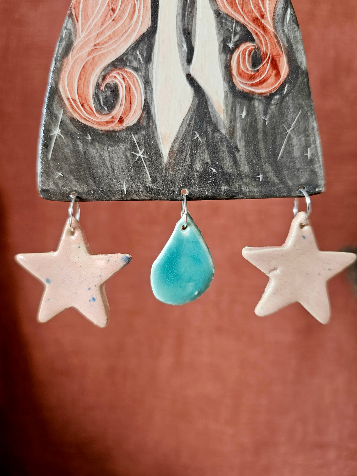 Clara the witch handmade ceramic hanging decoration