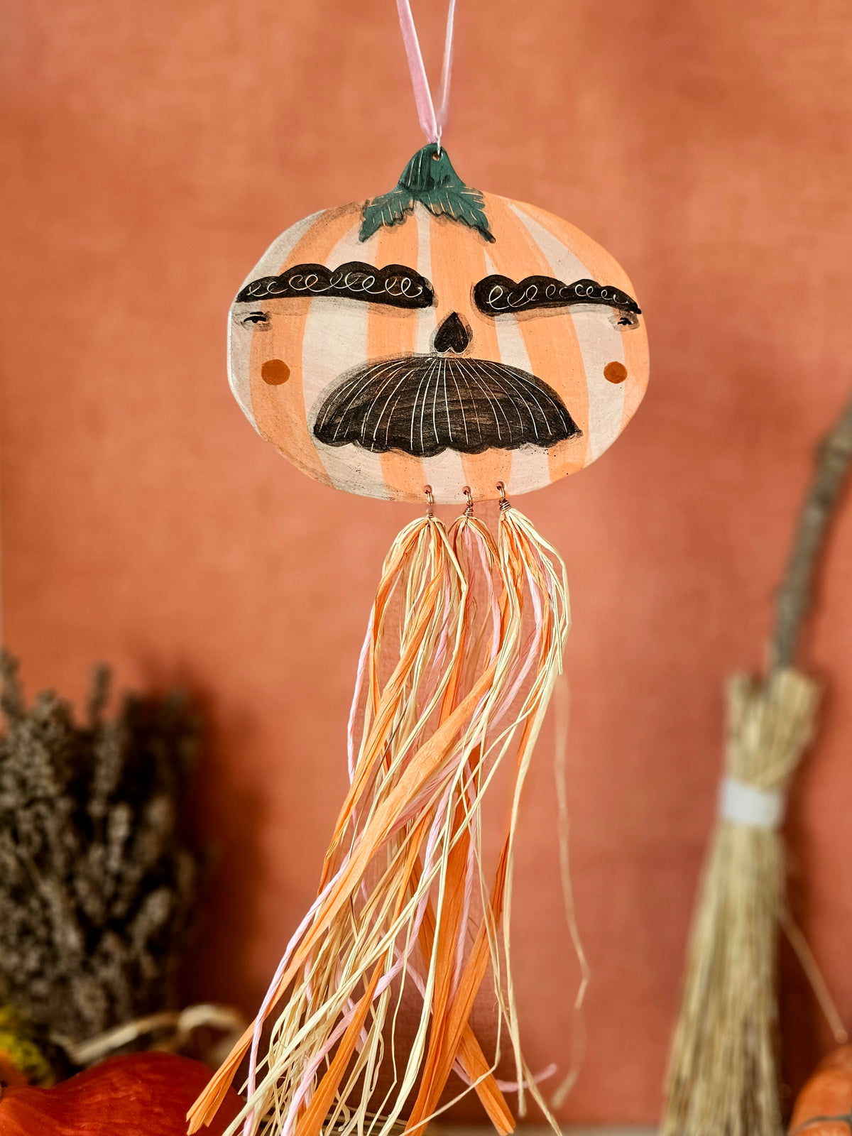 Baron von Tashe – Hanging Ceramic Pumpkin Head - Halloween