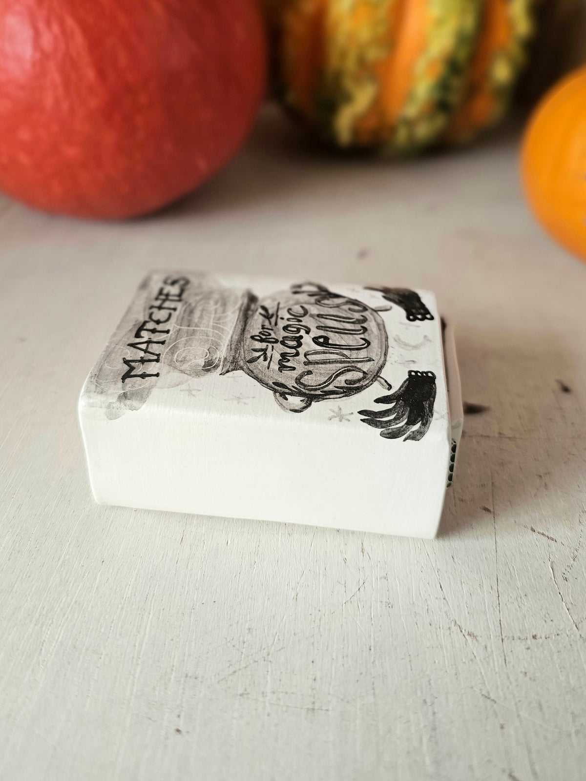 Spell matches, handmade small ceramic matchbox