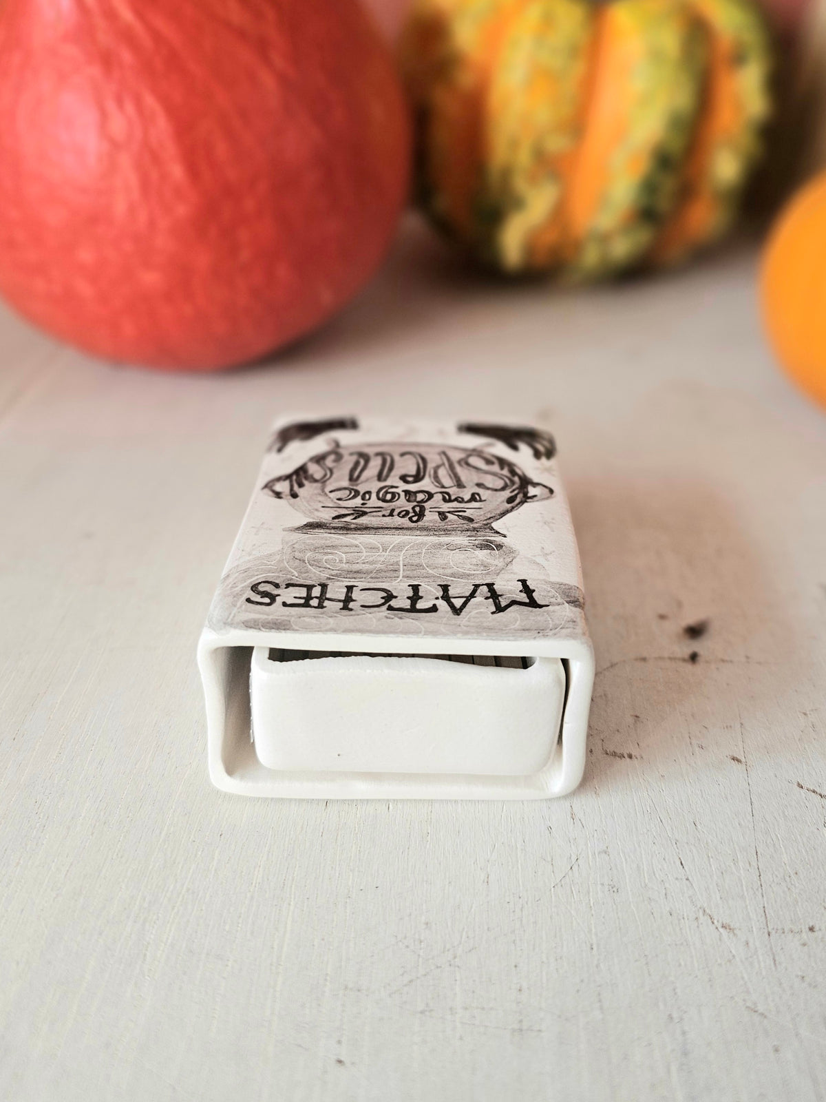 Spell matches, handmade small ceramic matchbox