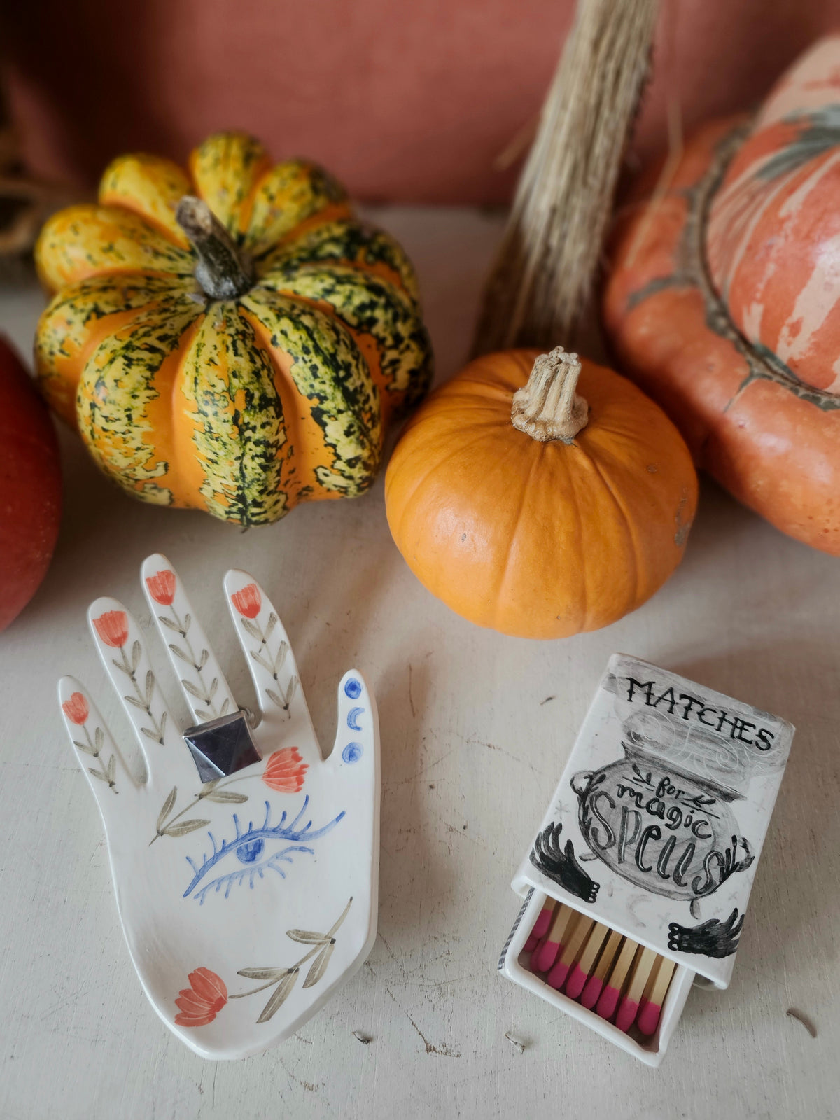 Spell matches, handmade small ceramic matchbox