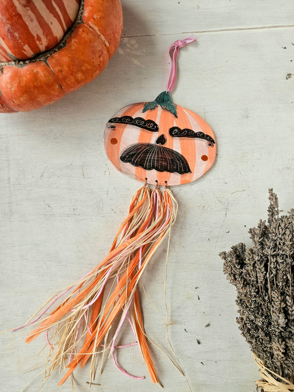 Baron von Tashe – Hanging Ceramic Pumpkin Head - Halloween