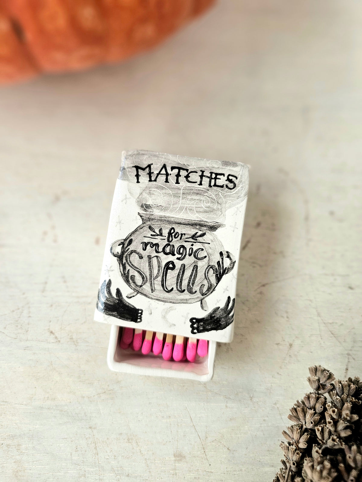 Spell matches, handmade small ceramic matchbox