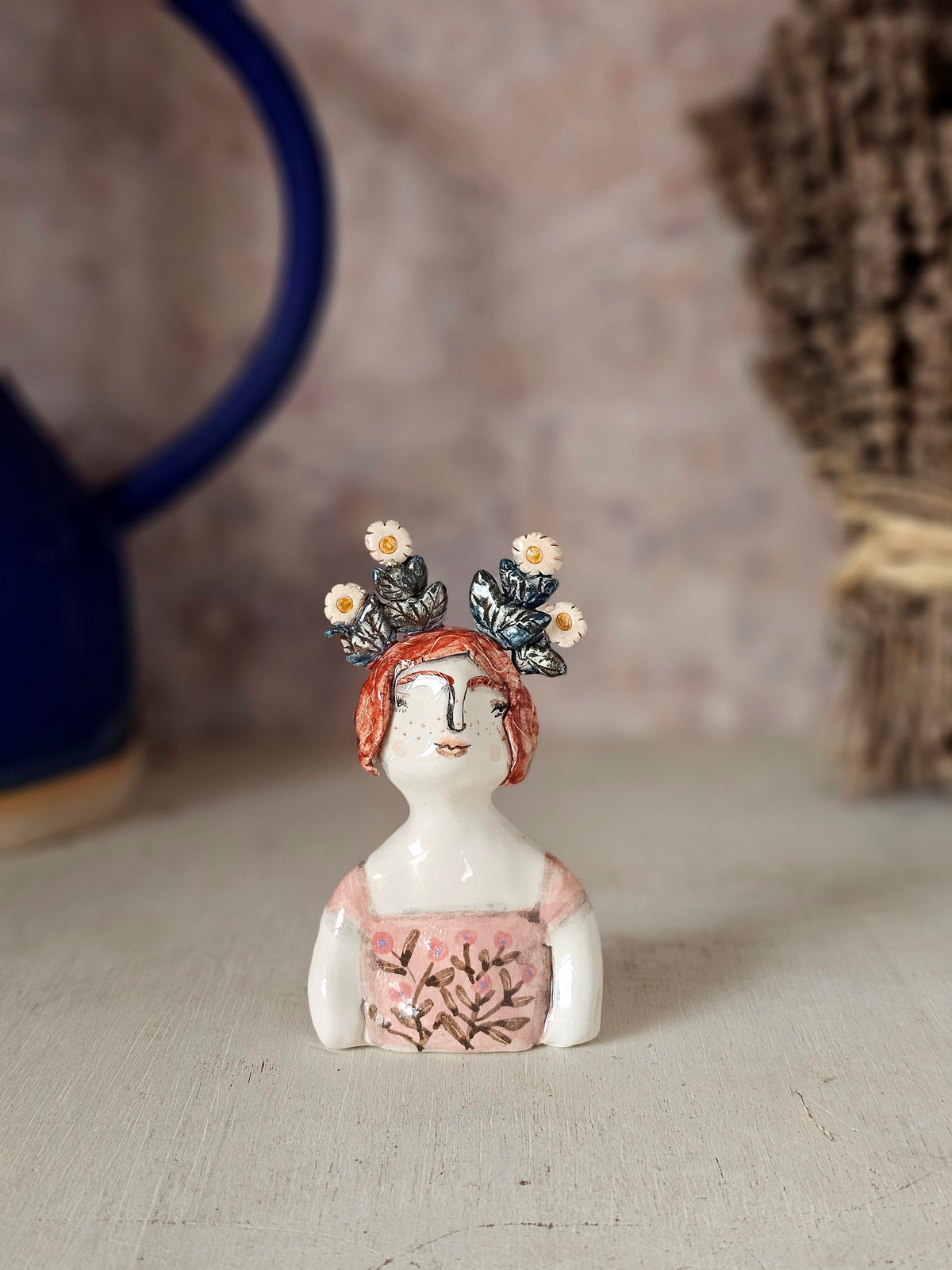 Hazel flower headress handmade ceramic mini sculpture