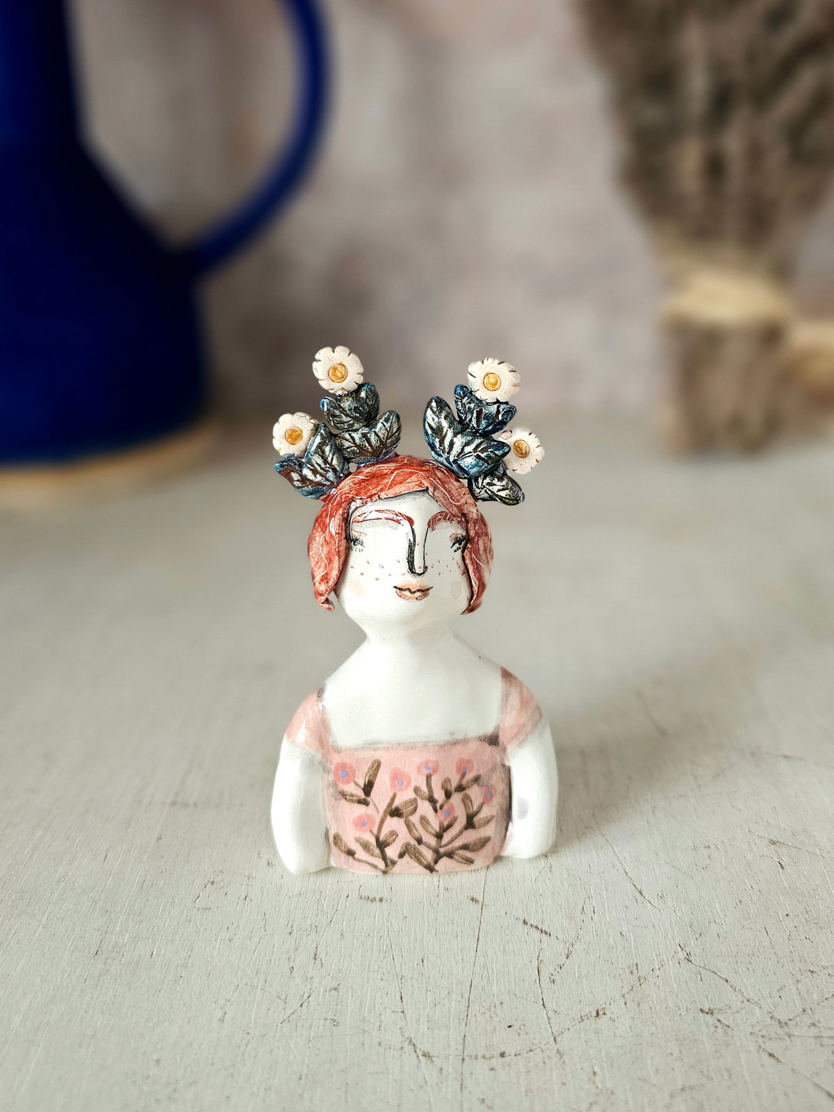Hazel flower headress handmade ceramic mini sculpture