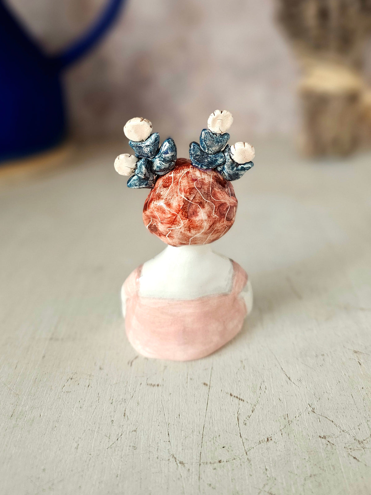 Hazel flower headress handmade ceramic mini sculpture