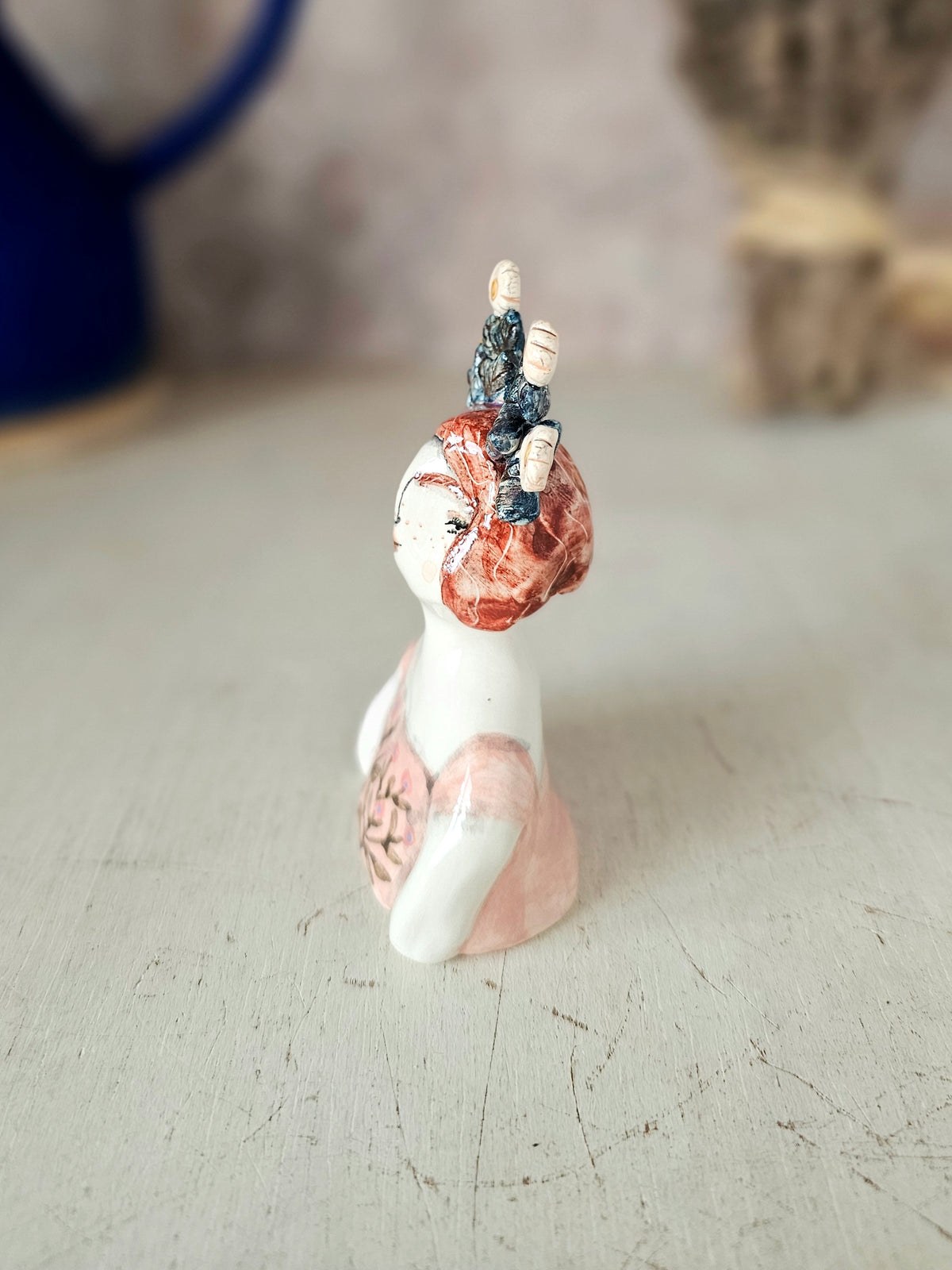 Hazel flower headress handmade ceramic mini sculpture