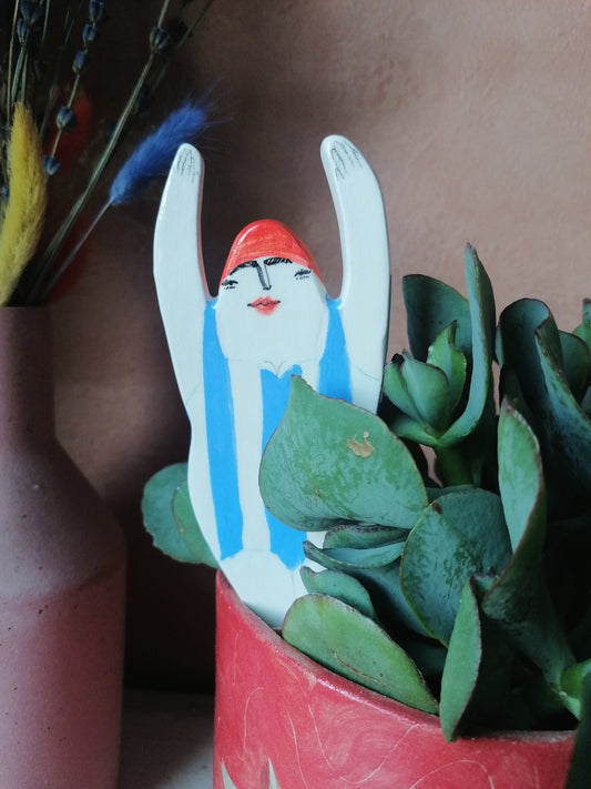 Sylvia swimmer ceramic plant friend marker