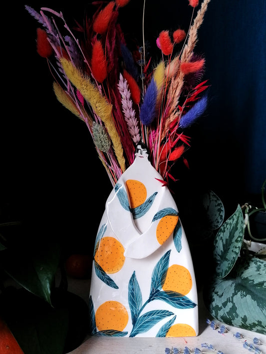 Greta oranges handmade ceramic Vase