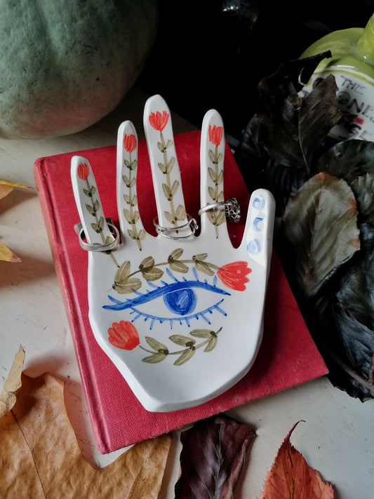 The hand of destiny handmade ceramic Ring holder