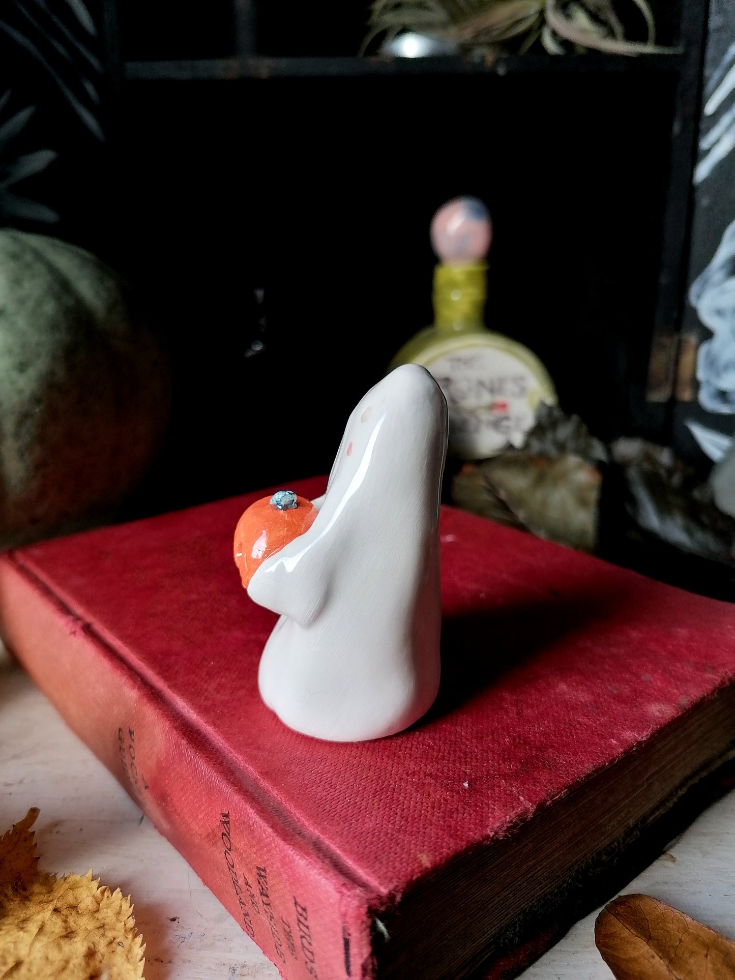 Bob the Ghost – Ceramic Halloween Ghost Ornament with Pumpkin