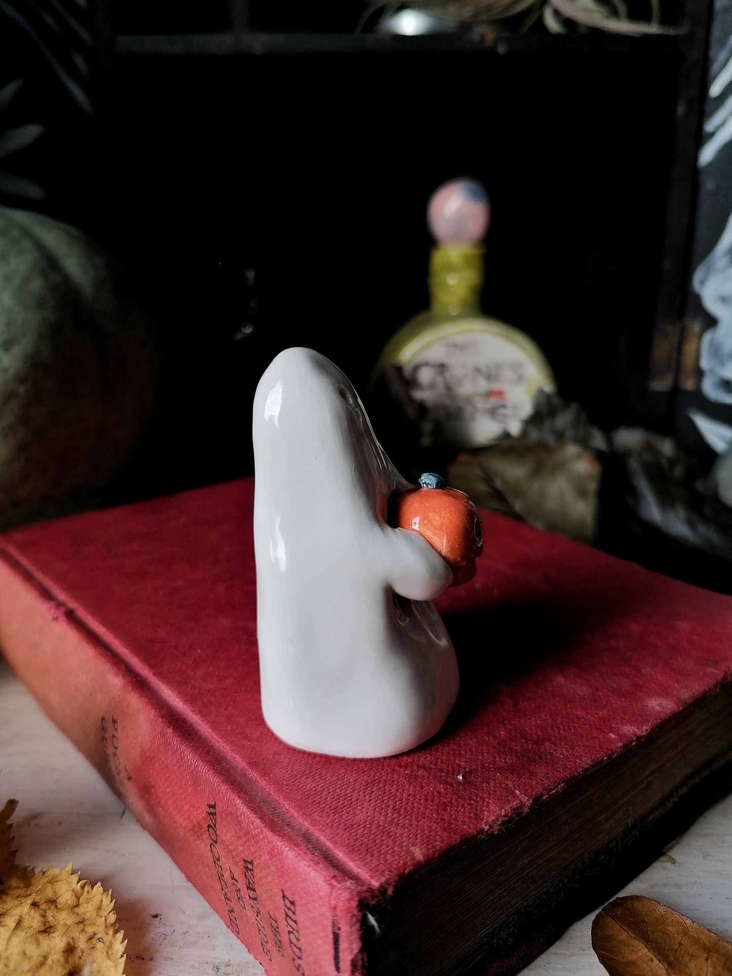 Bob the Ghost – Ceramic Halloween Ghost Ornament with Pumpkin